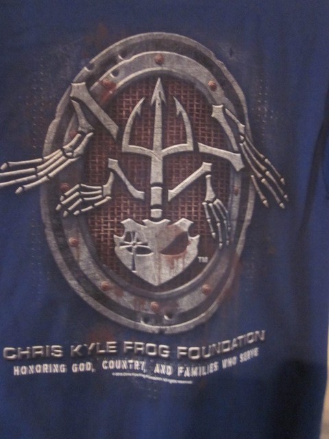 NWT – CHRIS KYLE Frog Foundation Logo Adult S Double-Sided Blue S-Sleeve Tee