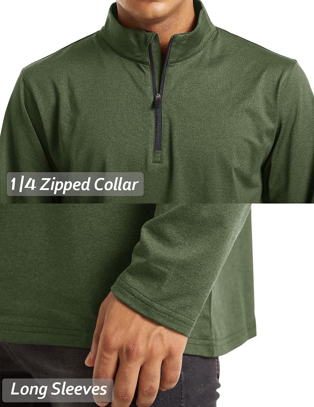 Men’s 1/4 Zip Pullover Sweater Lightweight Long Sleeve Gym Workout Outdoor Shirt
