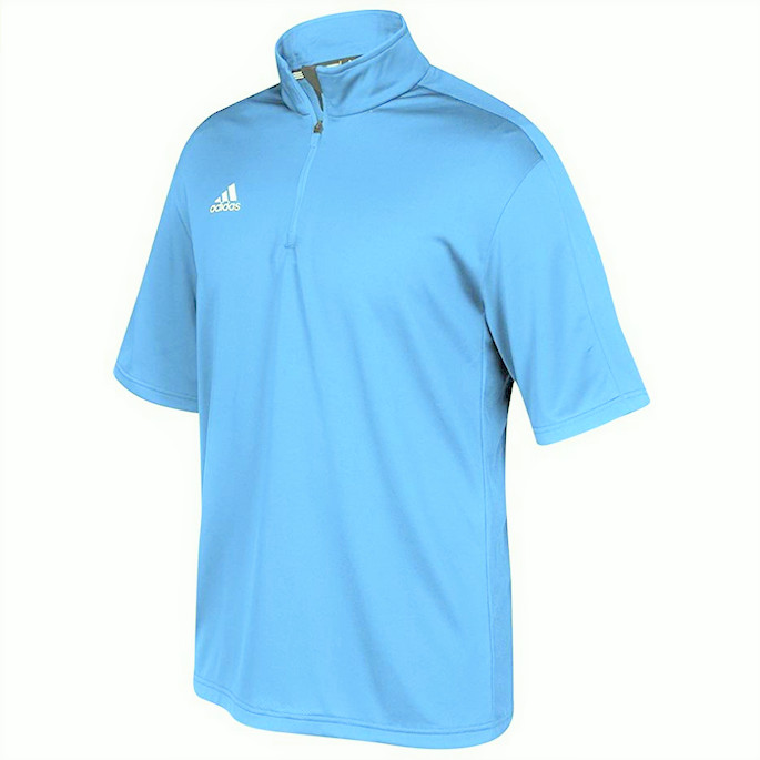 adidas Game Built Short Sleeve Quarter-Zip Mens Multi-Sport Light Blue/White XL