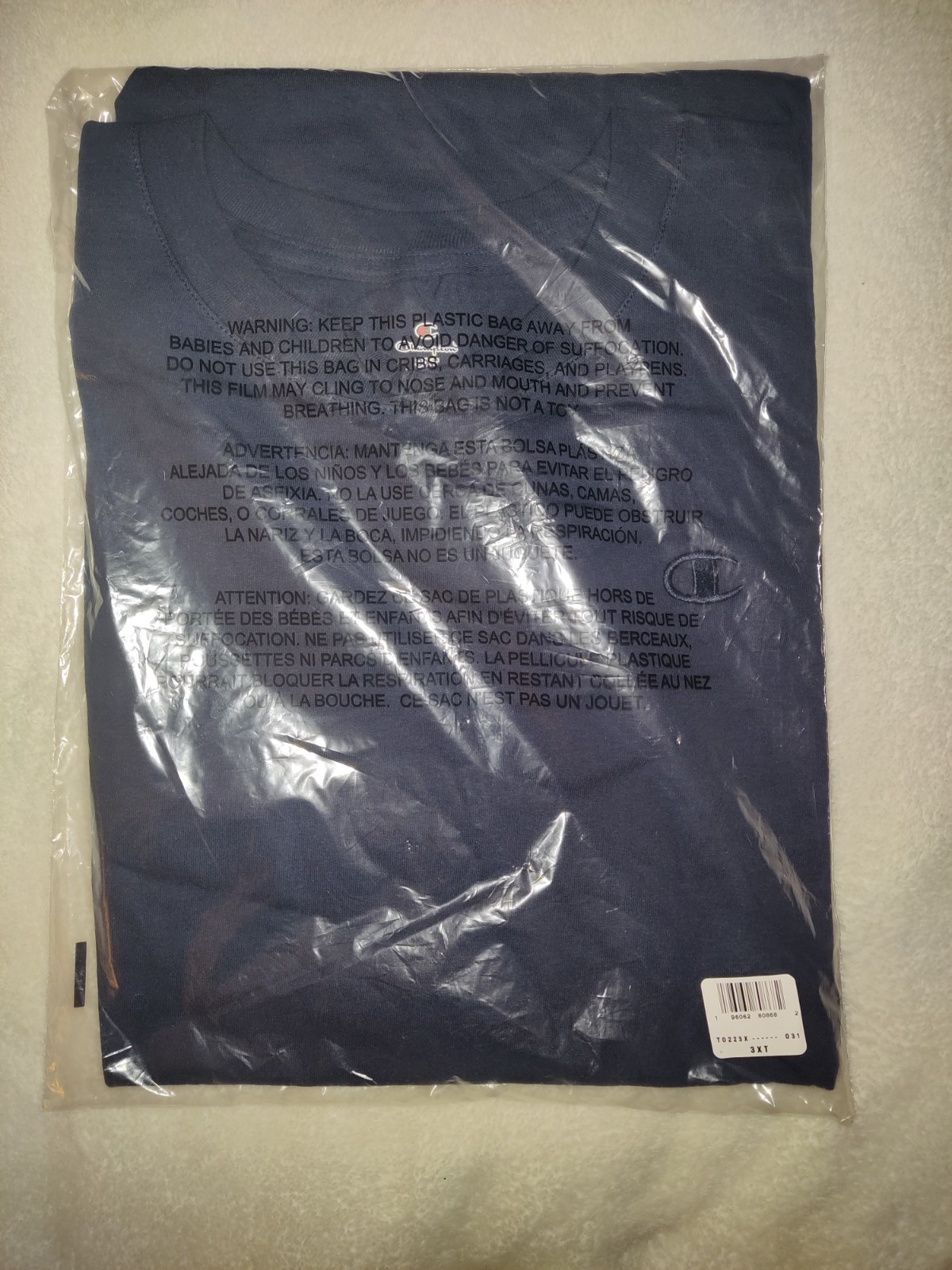 Men’s Champion T-shirt Color Navy Blue Size 3XLT New With Tags