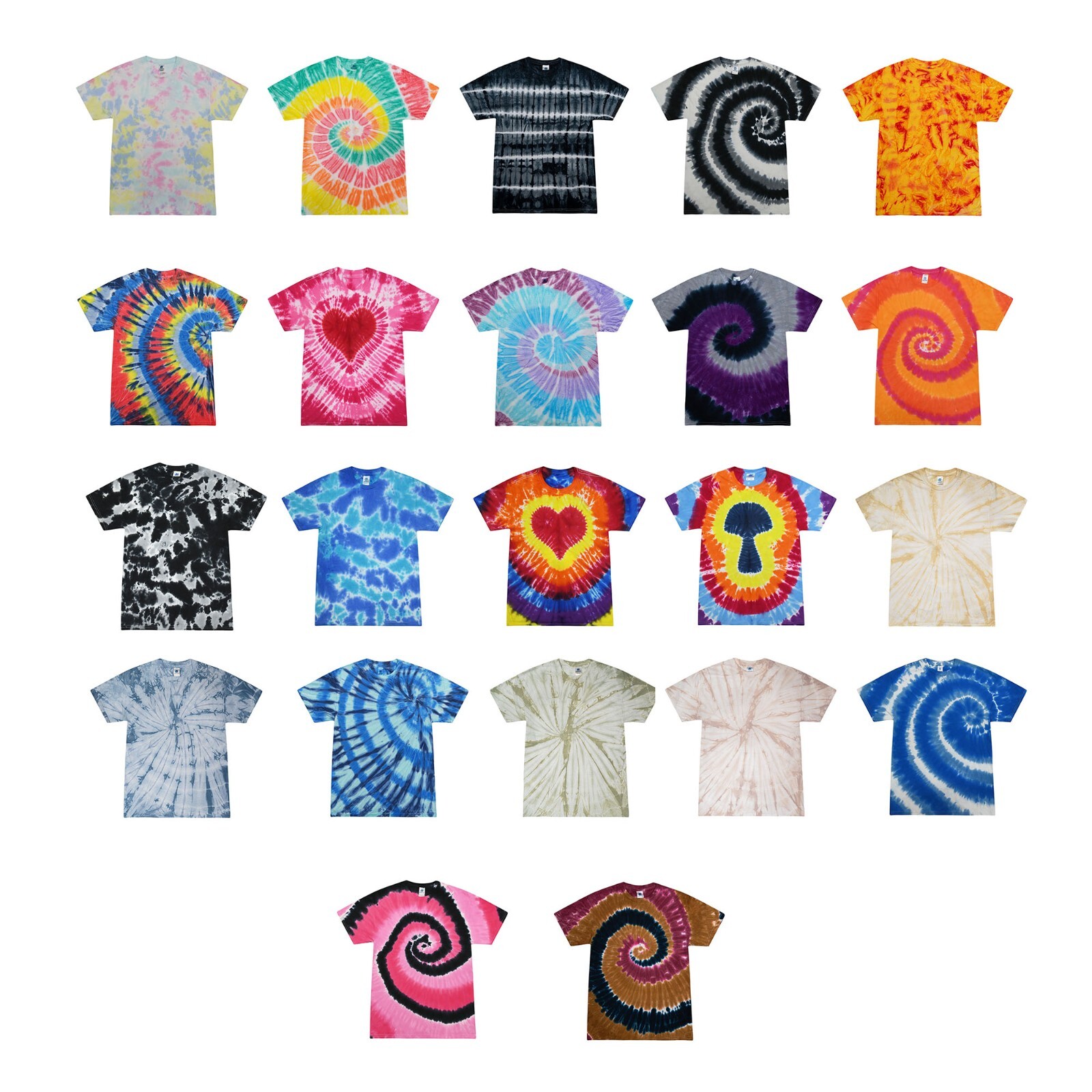 Multi-Color Tie Dye T-Shirts, Kids & Adults Short Sleeve Cotton Colortone