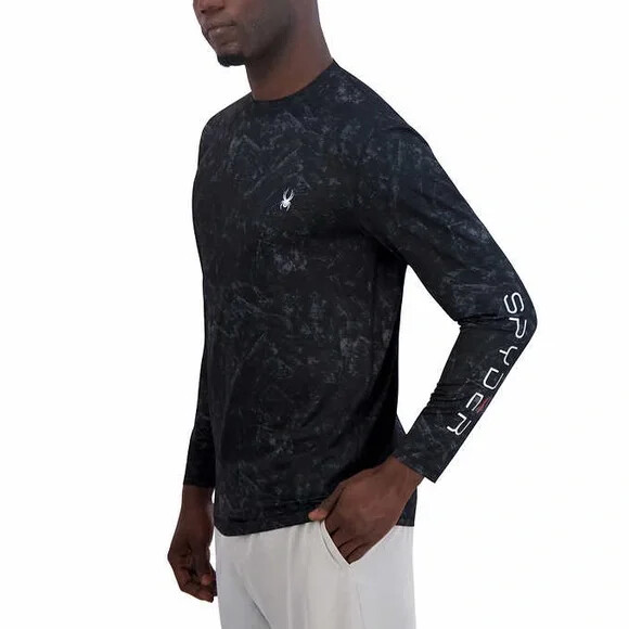 Spyder Men’s Long Sleeve T-Shirt UPF30+ Rash Guard Size S Black New with Tags