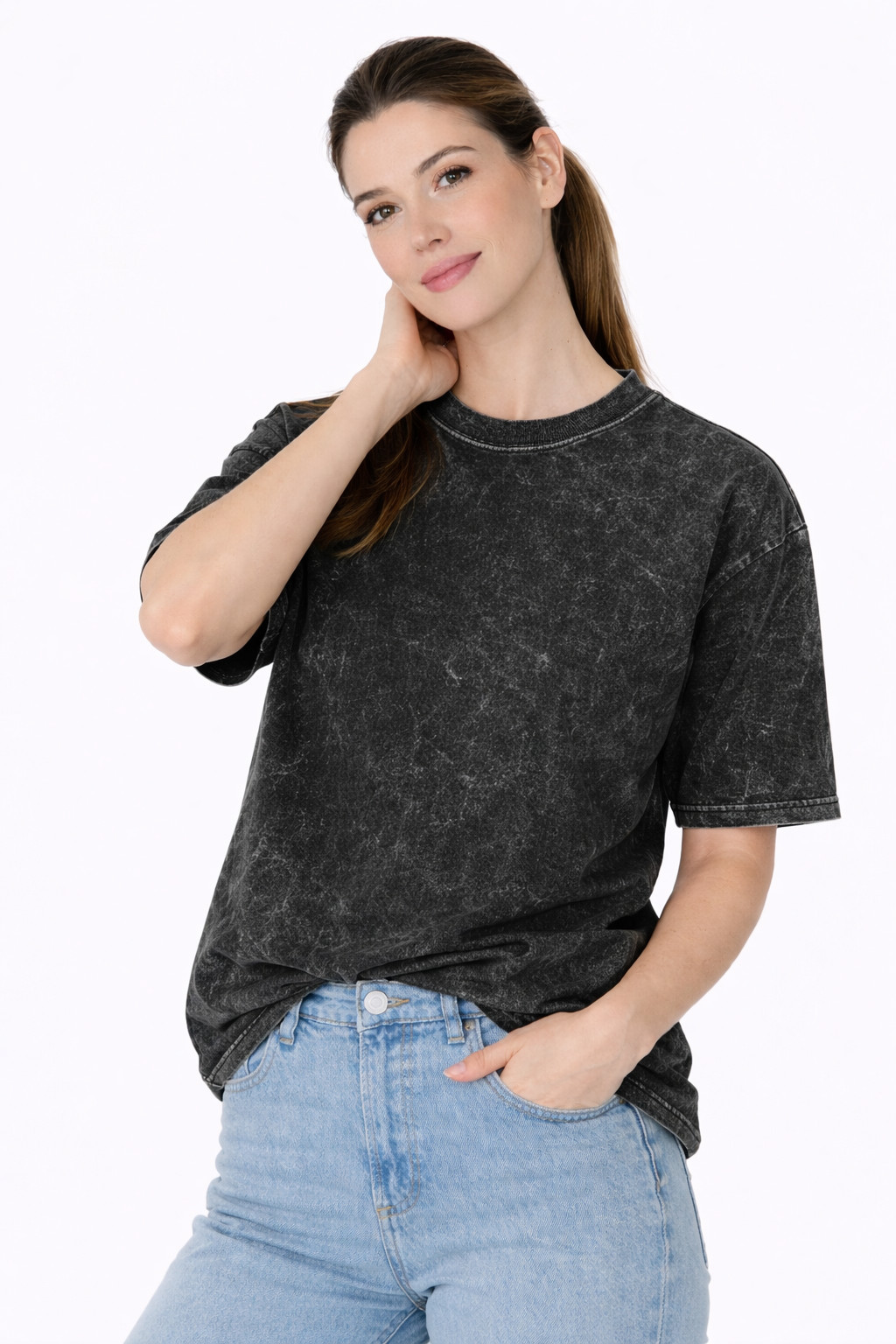6 PK Unisex Men  Women Acid / stone Wash T-Shirts cotton multicolour ( M )