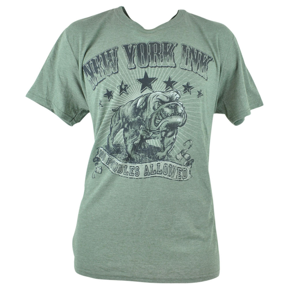 New York Ink Tattoos Bulldogs Tv Show Distressed NY Olive Shirt Tee Adult