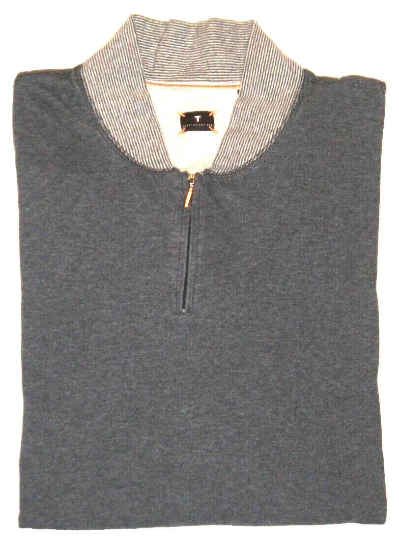 Men’s LEFT COAST TEE Heathered Blue L/S 1/4 Zip Jersey Knit Pullover XXL
