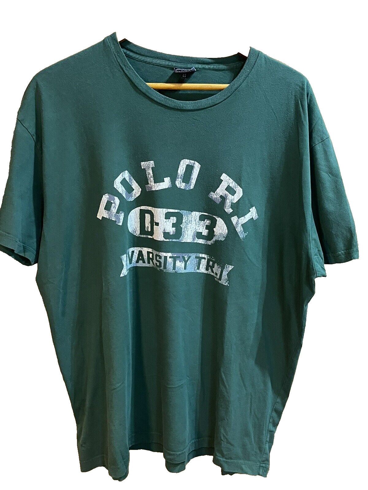 Polo Ralph Lauren Shirt Men’s Large Green Short Sleeve Pullover D33 Varsity