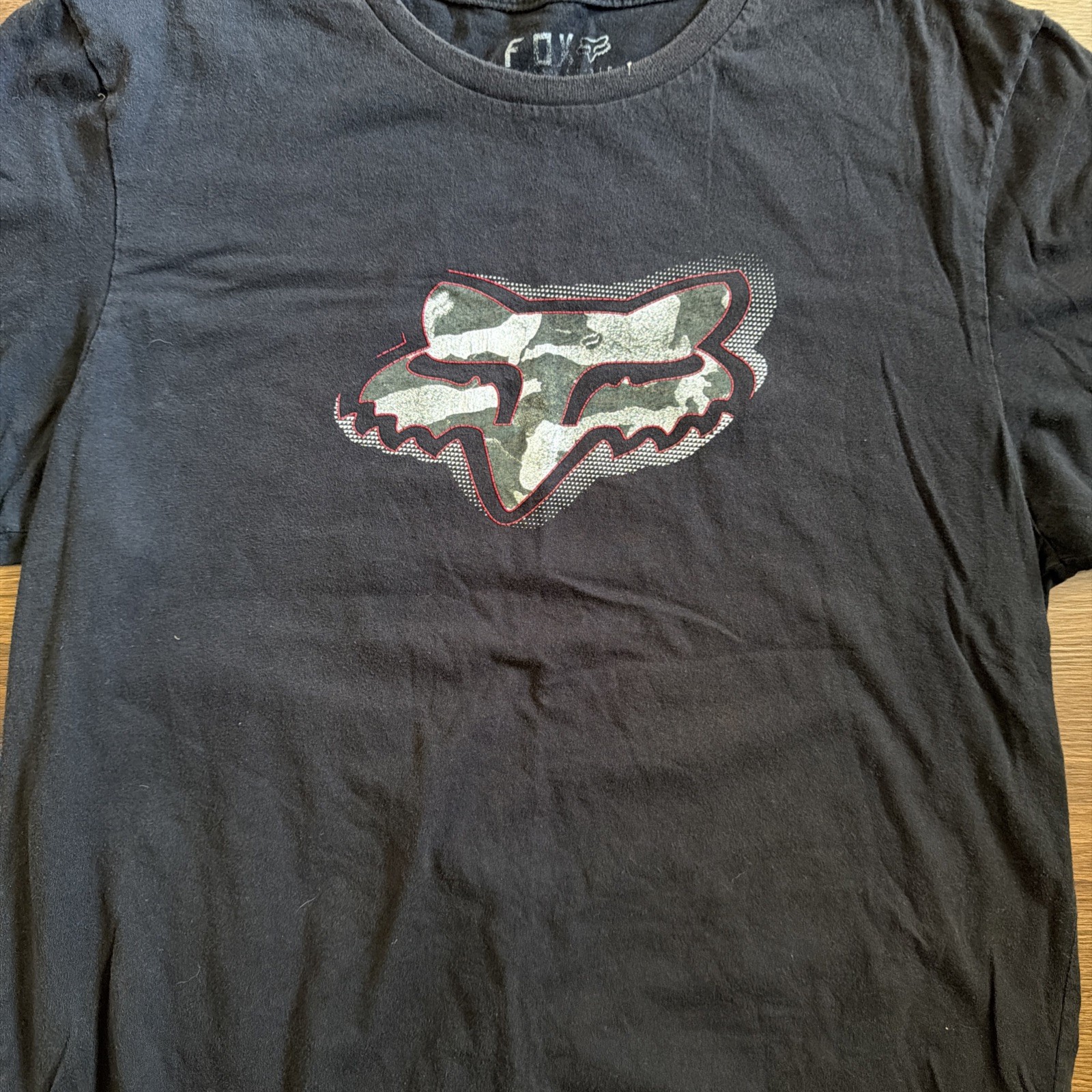 Mens Black Fox Racing Vintage Y2k Graphic T Shirt Short Slv L Motocross Grunge