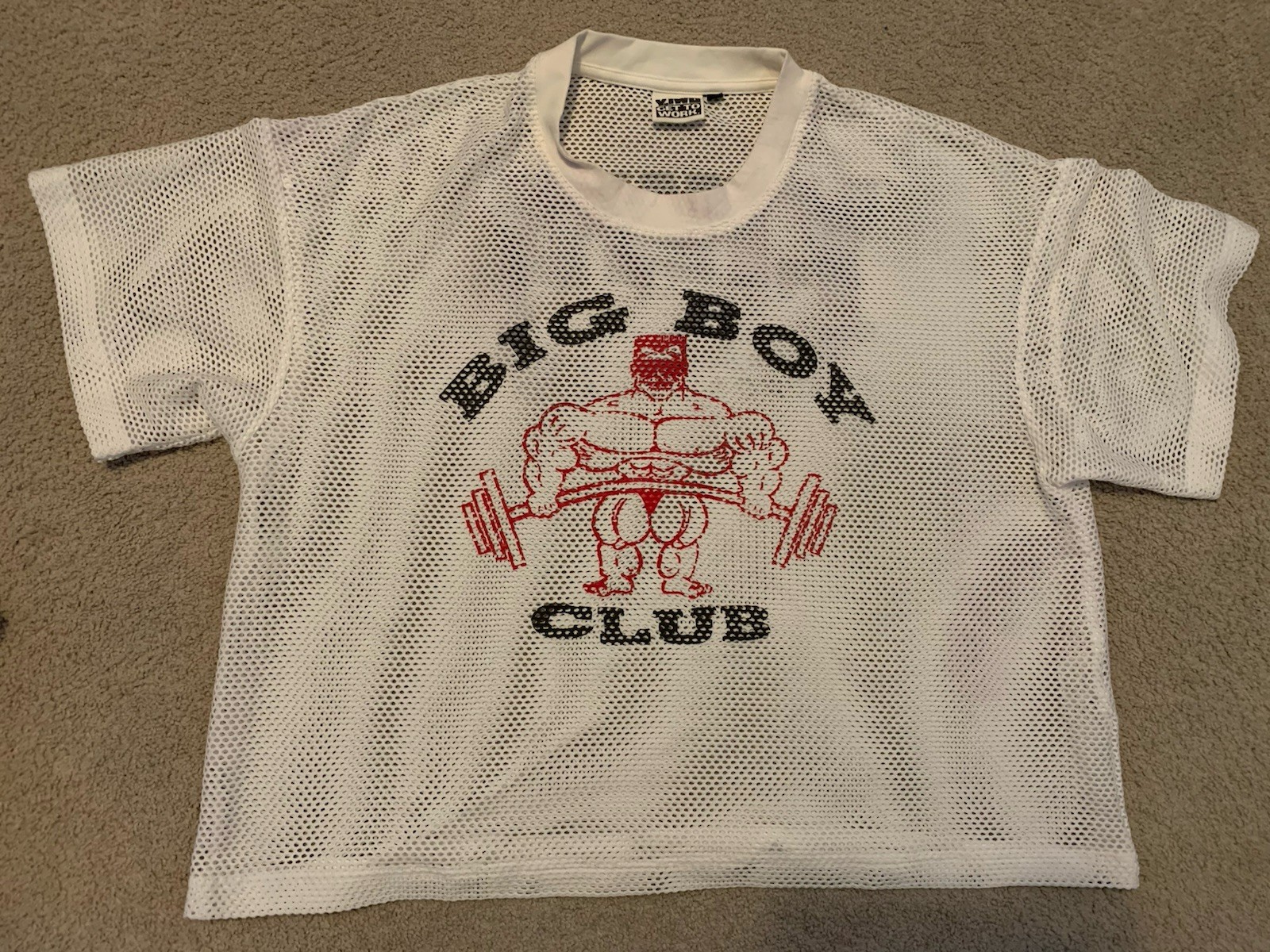 YIWO Big Boy Club Venice Beach Yeah I Workout Crop-top Bodybuilding Mesh Shirt