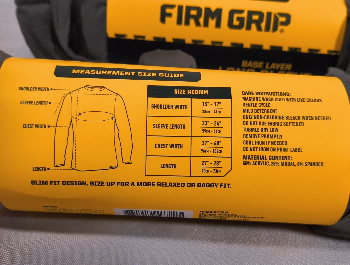 FIRM GRIP (2) Men’s Medium Base Layer Long Sleeve Shirt Gray Slim Fit