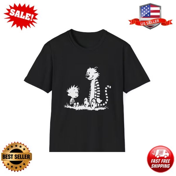 Calvin and Hobbes Black and White T-Shirt | Comic Strip Tee S-5XL