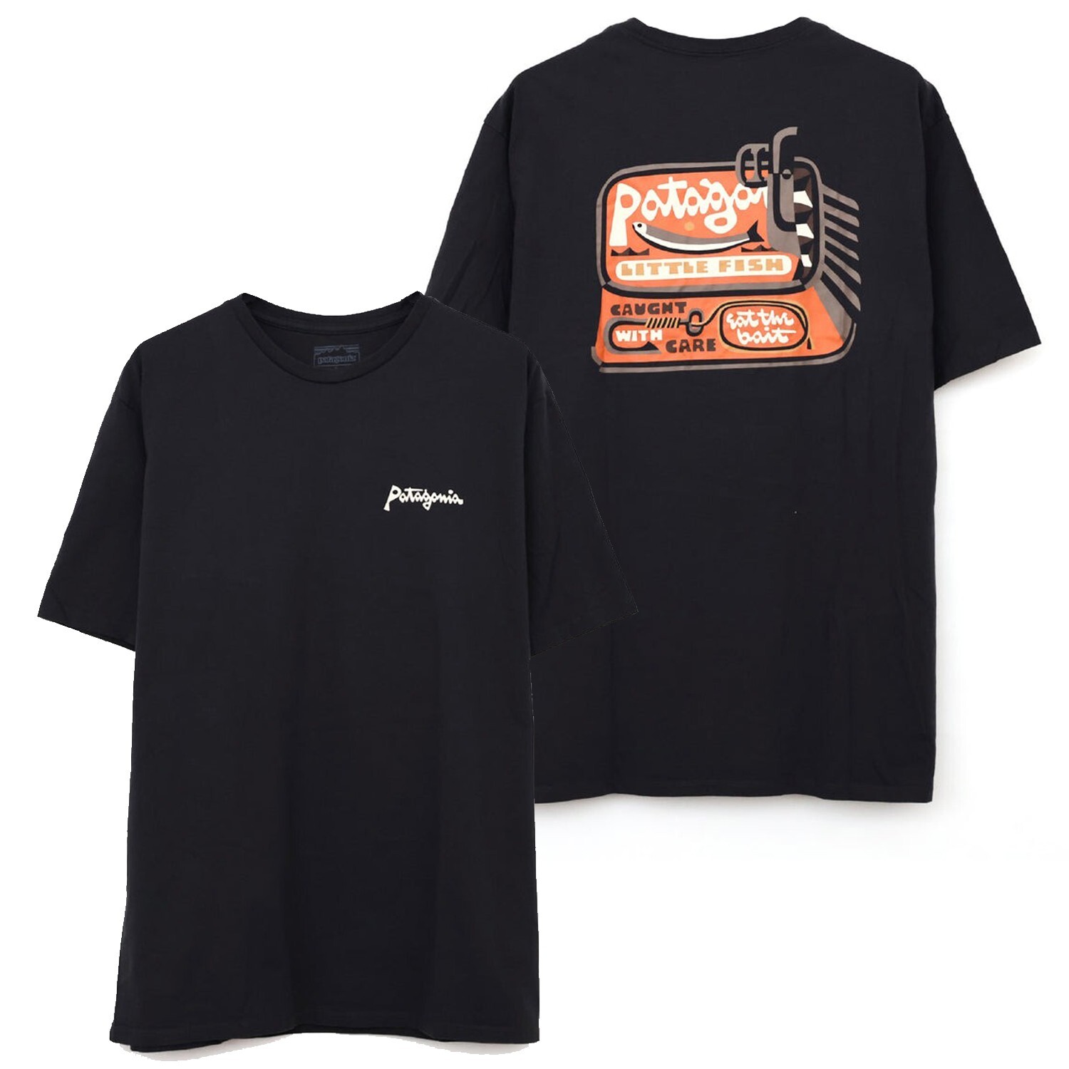 Patagonia Mens – Aquatic Action Organic T-shirt – Little Fish: Ink Black