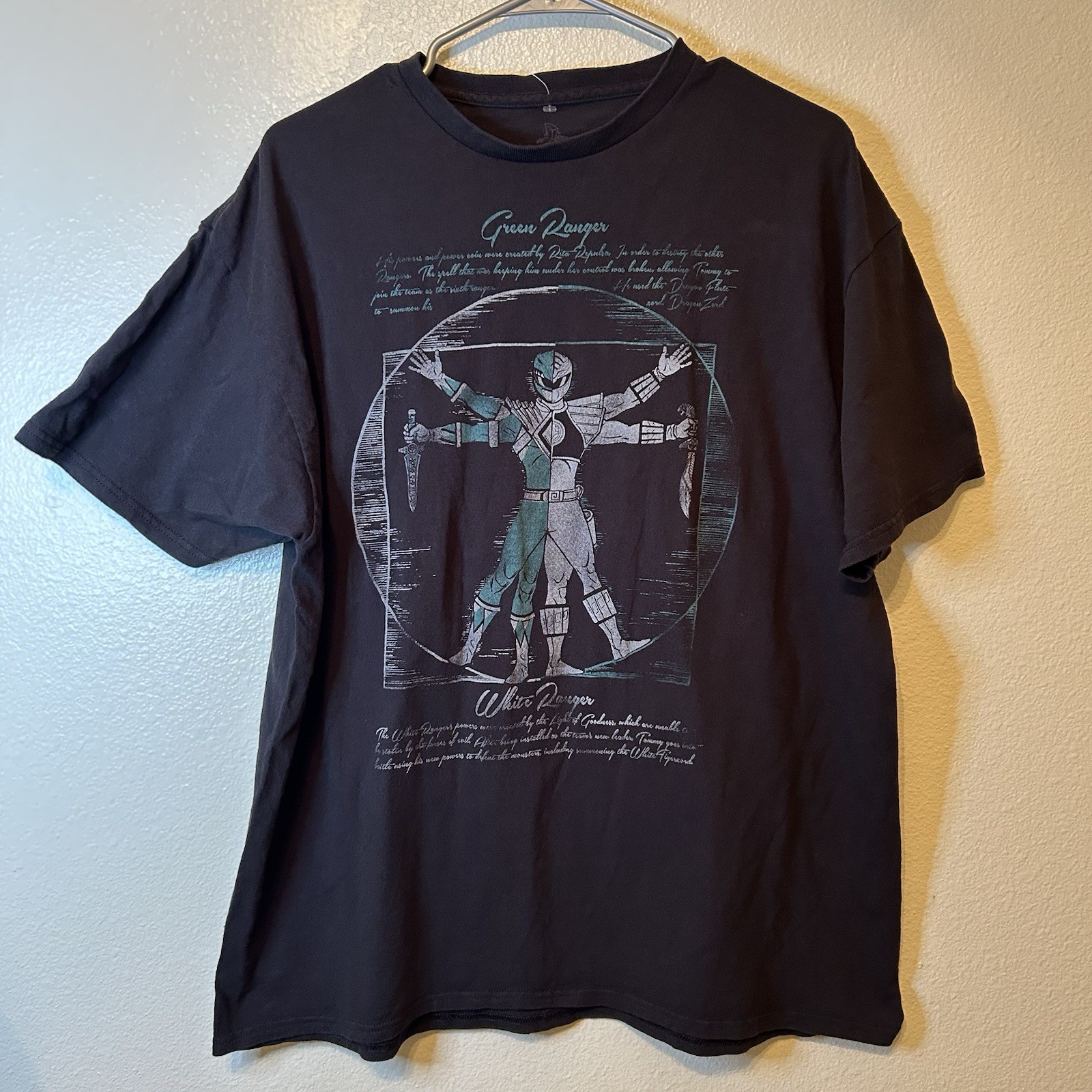 Vintage Power Rangers White Ranger To Green Transformation Shirt XL Y2K 90s BG17