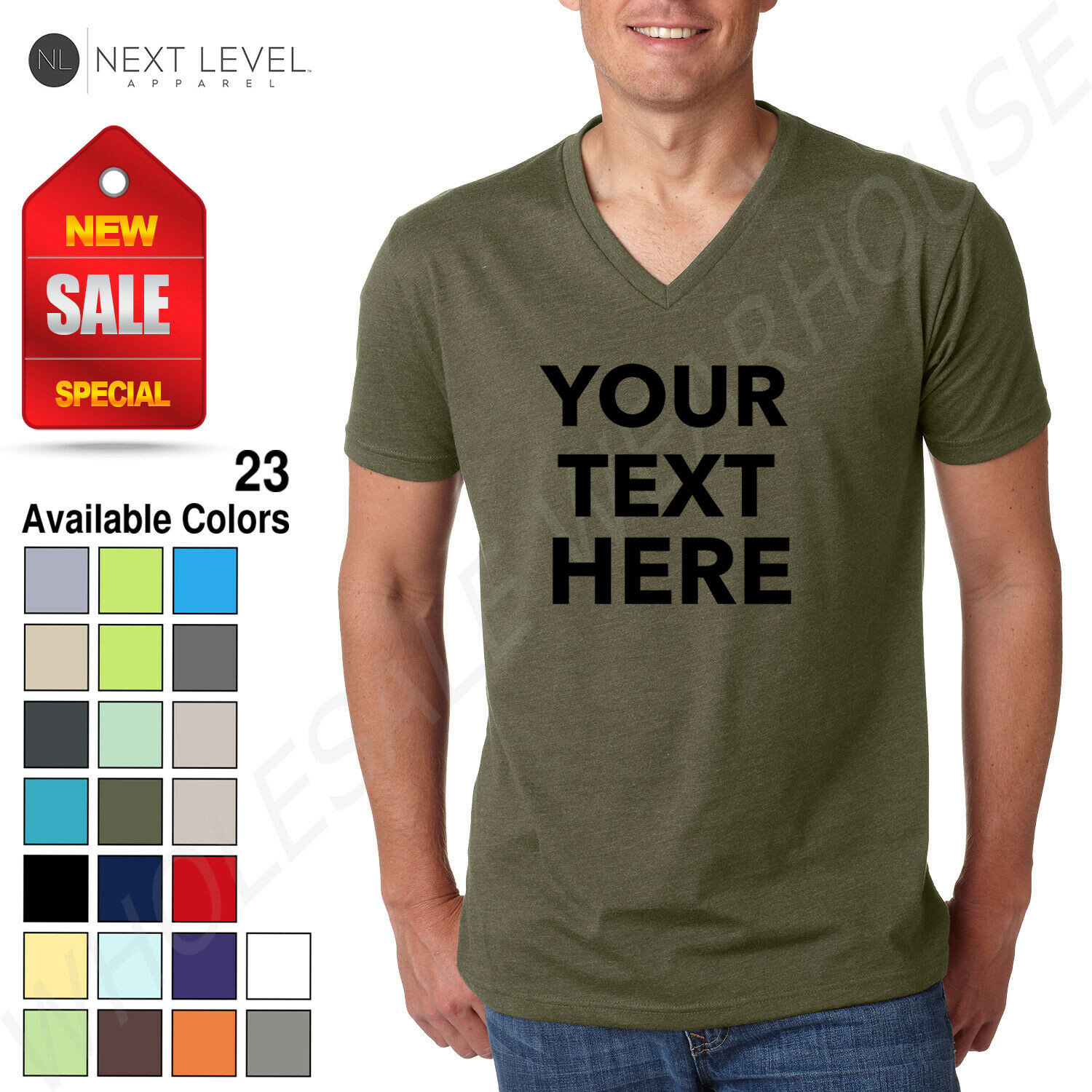 Custom Text, Logo- Next Level Men’s Premium CVC V-Neck Soft T-Shirt 6240