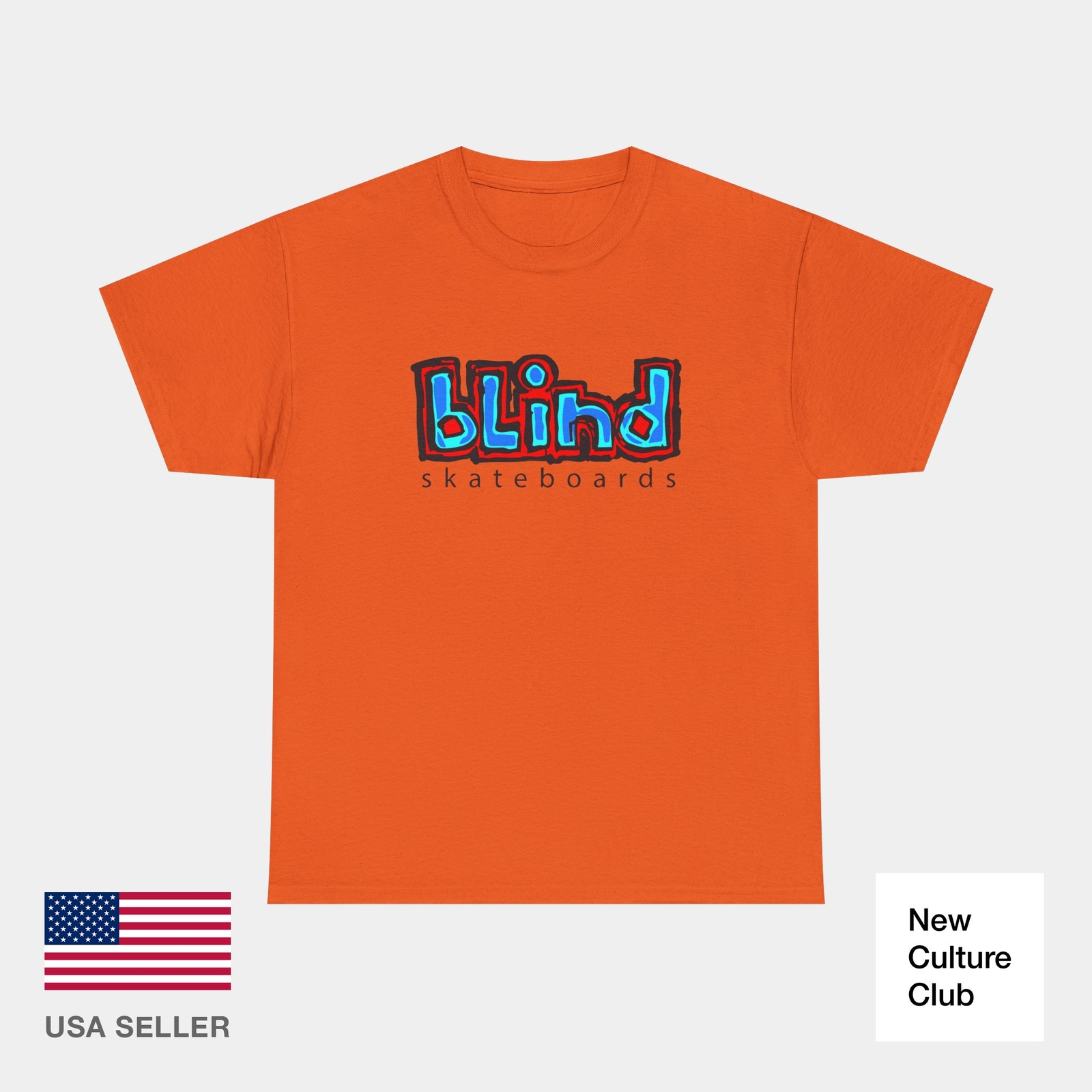 blind skateboards Vintage Logo v3 Creager Blue Retro Classic Skate TShirt Print