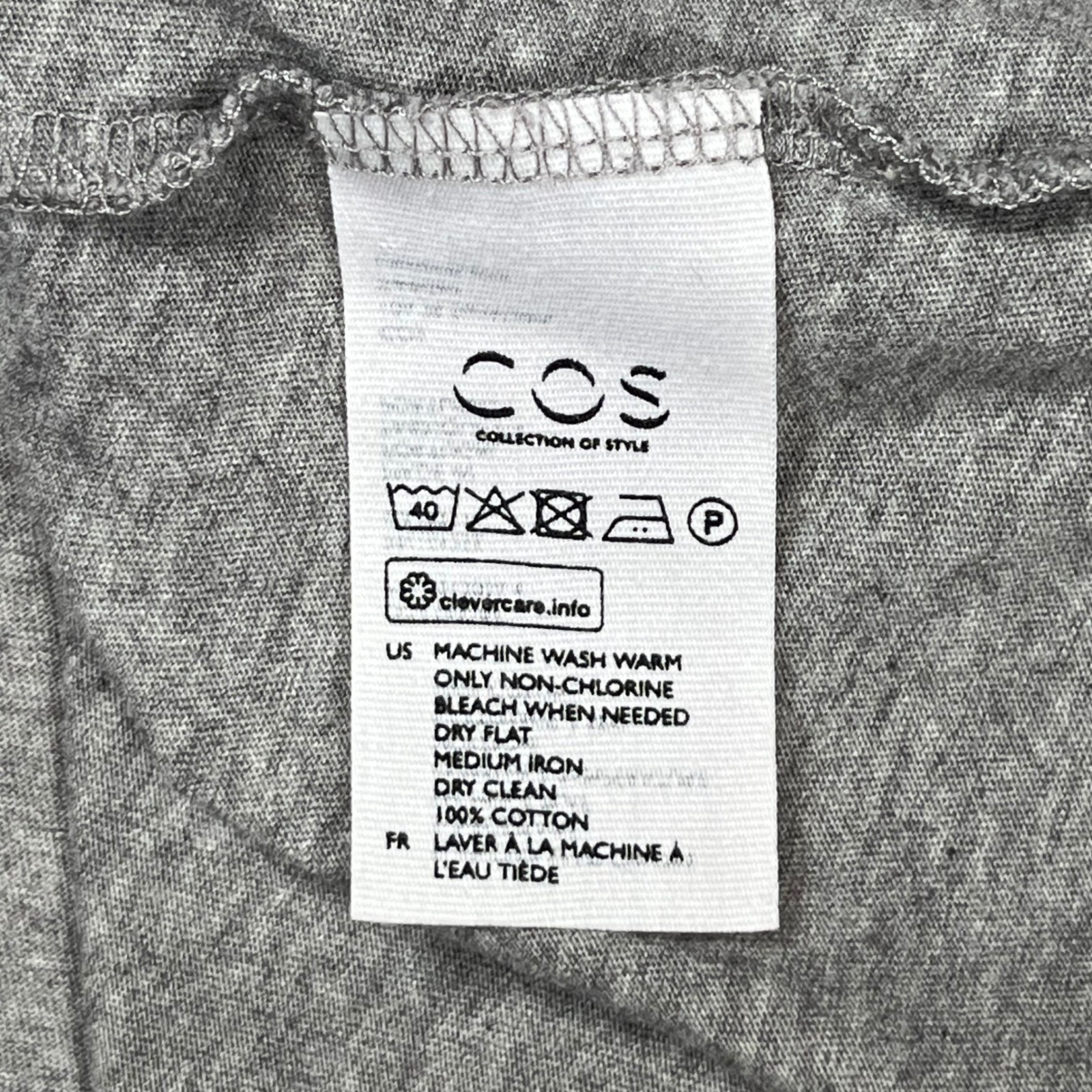 COS Scoop Neck T-Shirt Mens Medium Grey Heathered Cotton Minimalist Tee Casual
