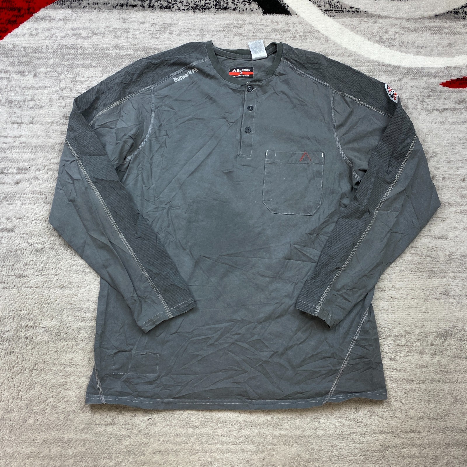 Bulwark FR IQ Series Henley Shirt Large Gray CAT 2 CAL Flame Resistant HRC ARC