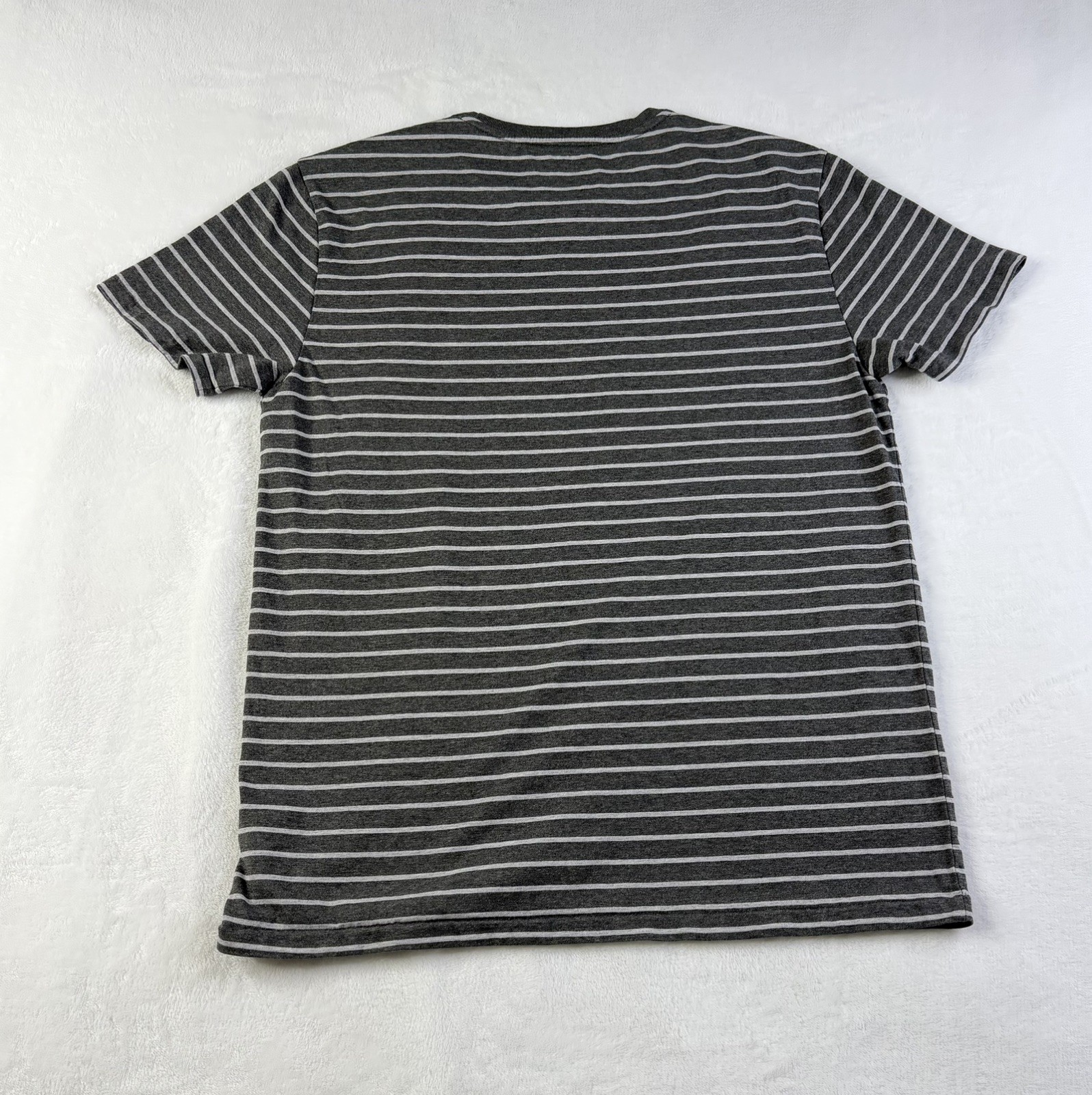 Polo Ralph Lauren Mens S Gray Striped Cotton T Shirt White Pony Logo Tee