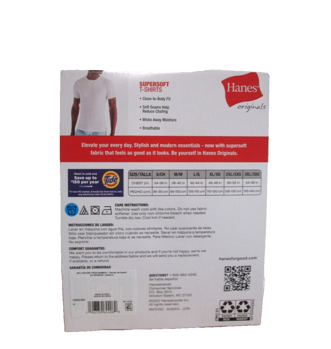 New Men’s Hanes Originals 3 Pack Tagless SuperSoft Modern Crewneck T-Shirts XL