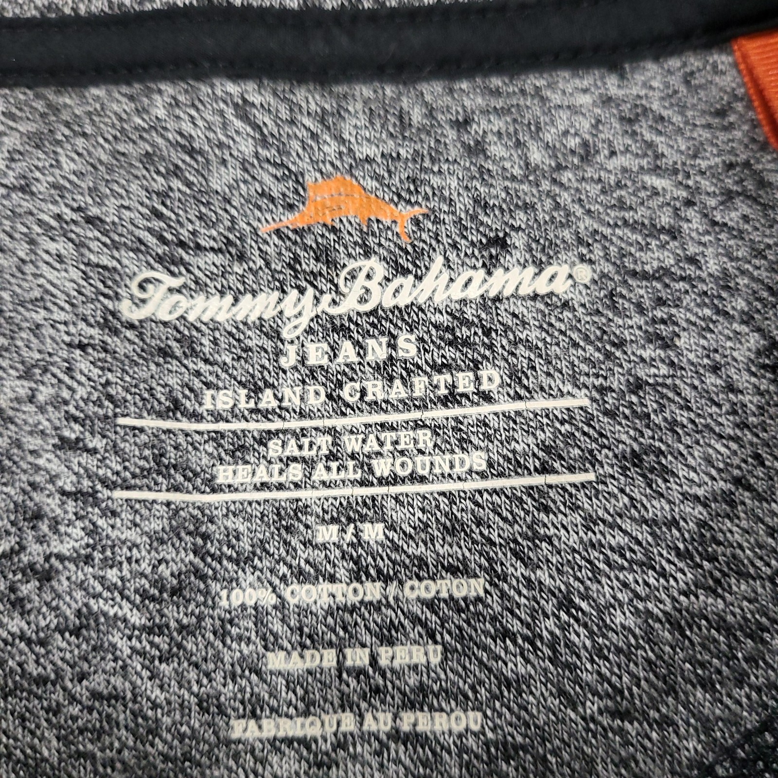 Tommy Bahama Henley Shirt Mens Medium Gray Short Sleeve Chest Pocket Heather
