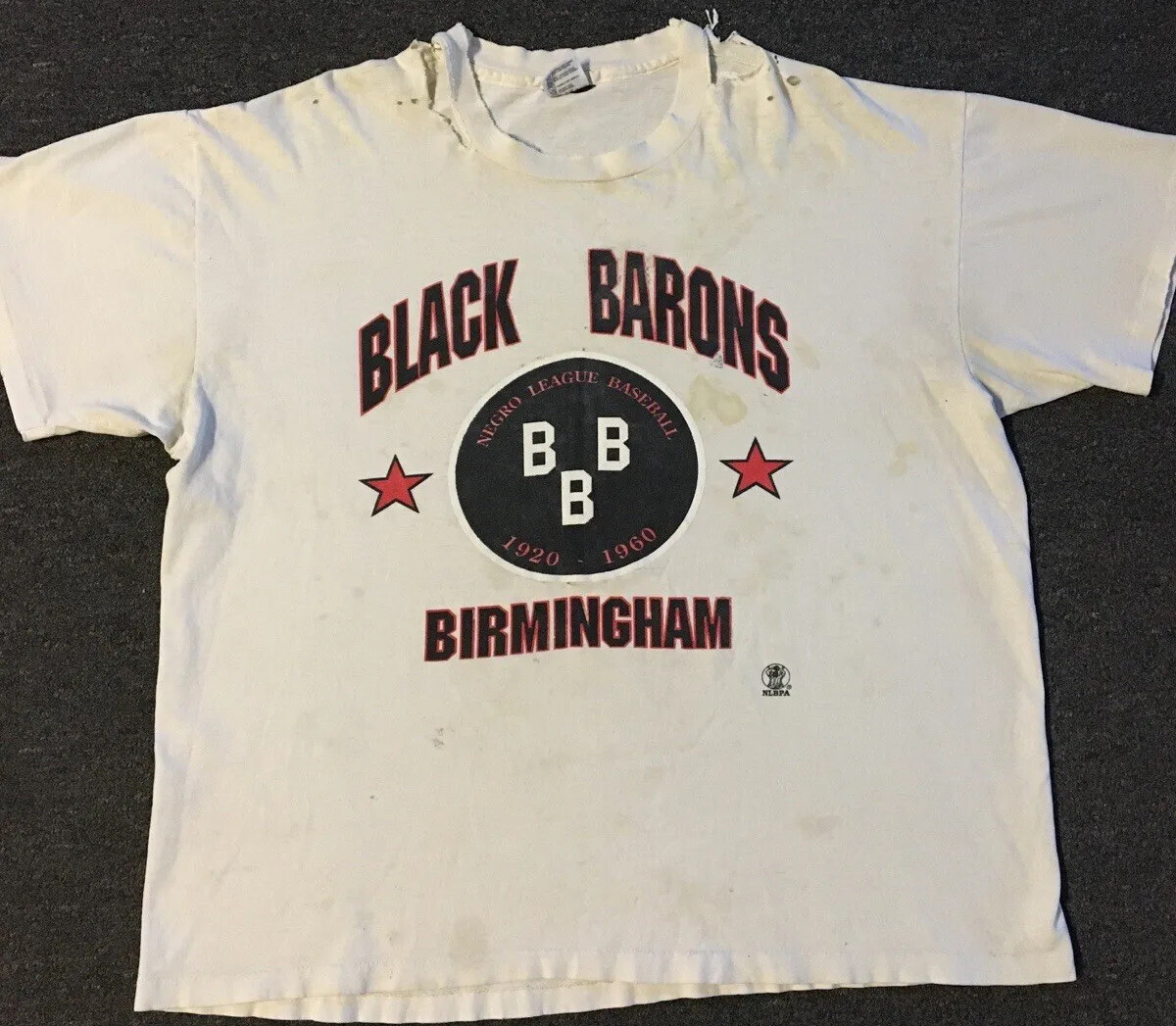 Vtg 90s Birmingham Black Barons Thrashed Faded Negro League Shirt XXL Grunge 80s