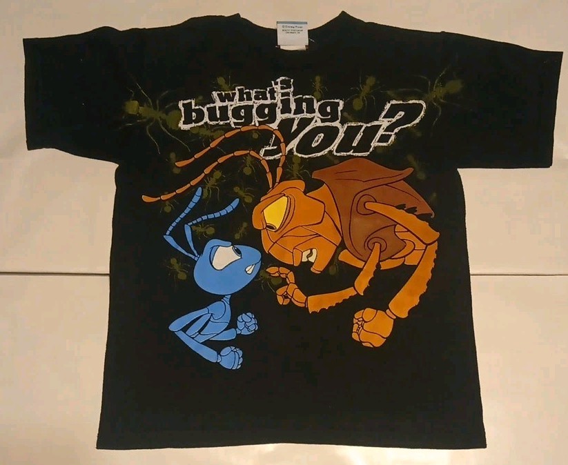 Vintage A Bug’s Life Disney Pixar Black Kids Large T-shirt