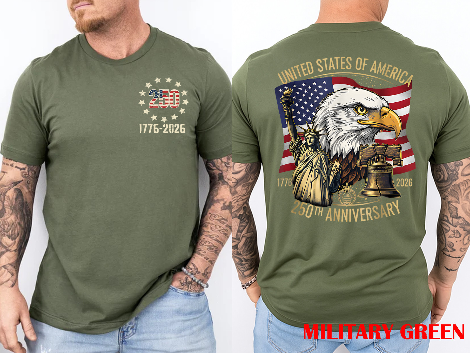 250 Years 1776-2026 250th Birthday Eagle Liberty Bell T-Shirt