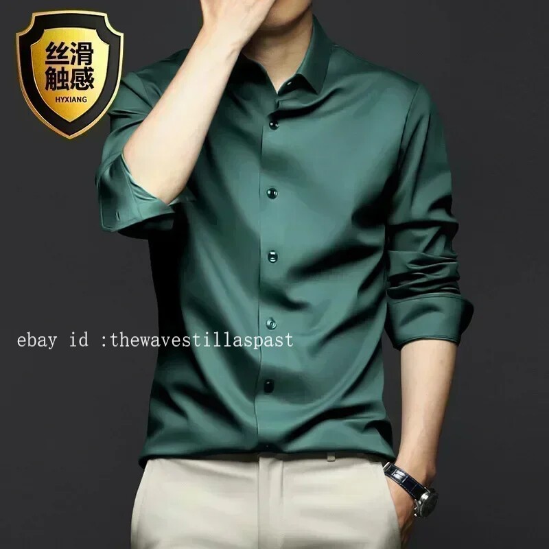 Men’s Shirt Long Sleeve Non Iron Wrinkle Resistant Business Dress Casual Shirt