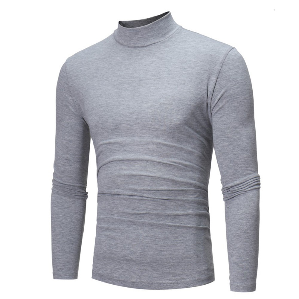 Mens High Neck Long Sleeve Polo T-Shirt Tops Winter Baselayer Turtle Neck Jumper