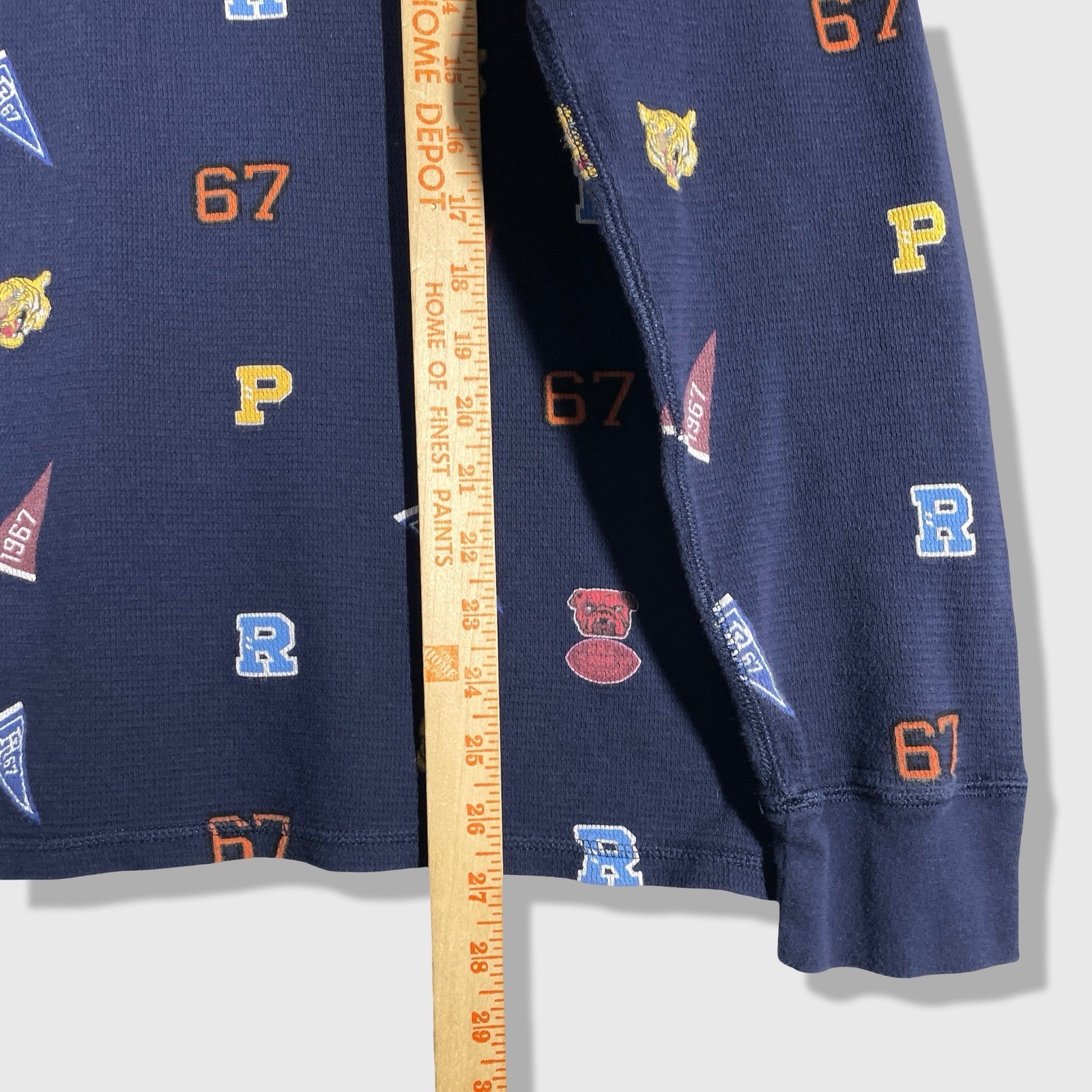 Polo Ralph Lauren Waffle Knit Shirt Mens L Navy Preppy Collegiate Varsity