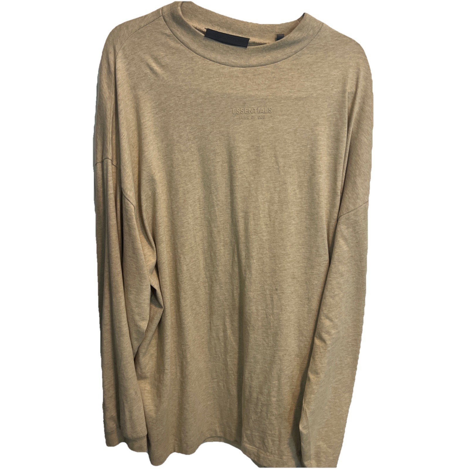 Men’s Medium | Essentials, Fear Of God | Gold/Tan Logo Long-Sleeve Tee T-Shirt |