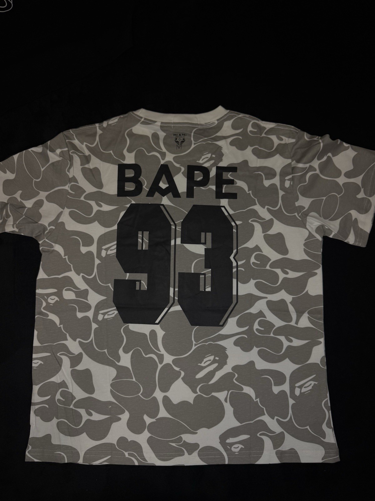 A Bathing Ape Men’s Gray Camo Miami Baby Milo Graphic Logo Crew Neck T-Shirt S
