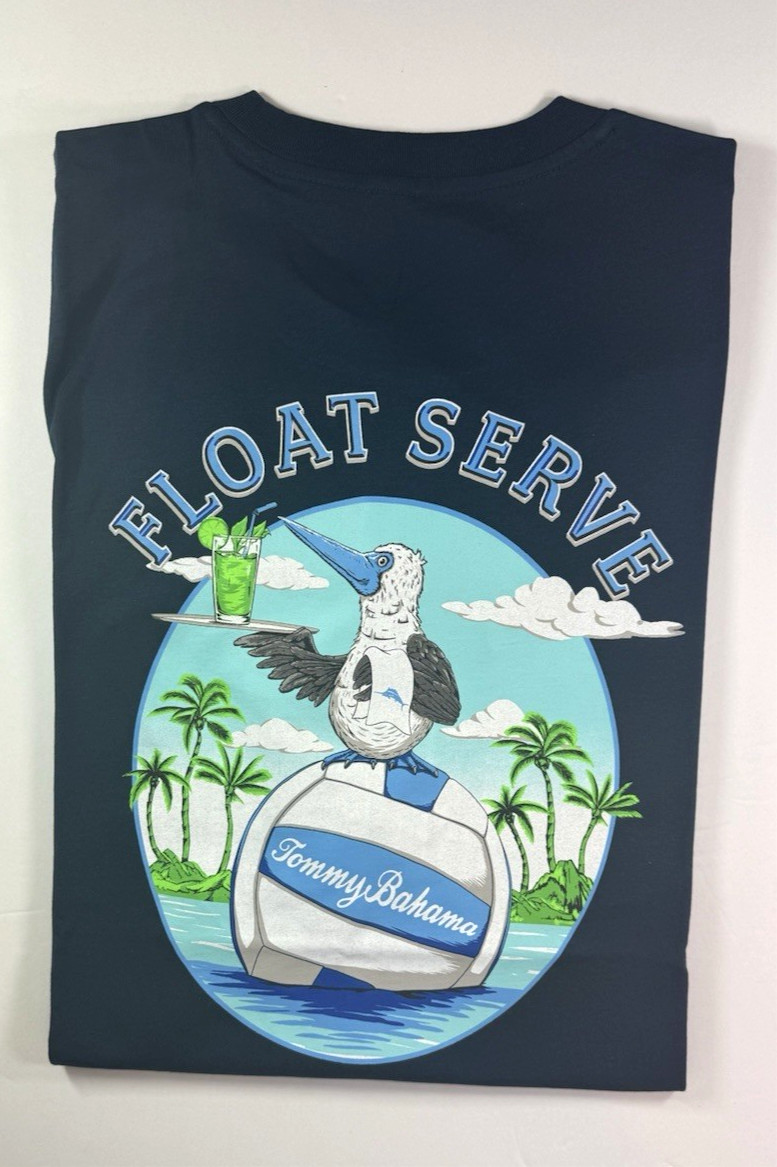 Tommy Bahama / Mens T Shirts / Navy / S/S Cotton New / FLOAT SERVE / Reg $49.50
