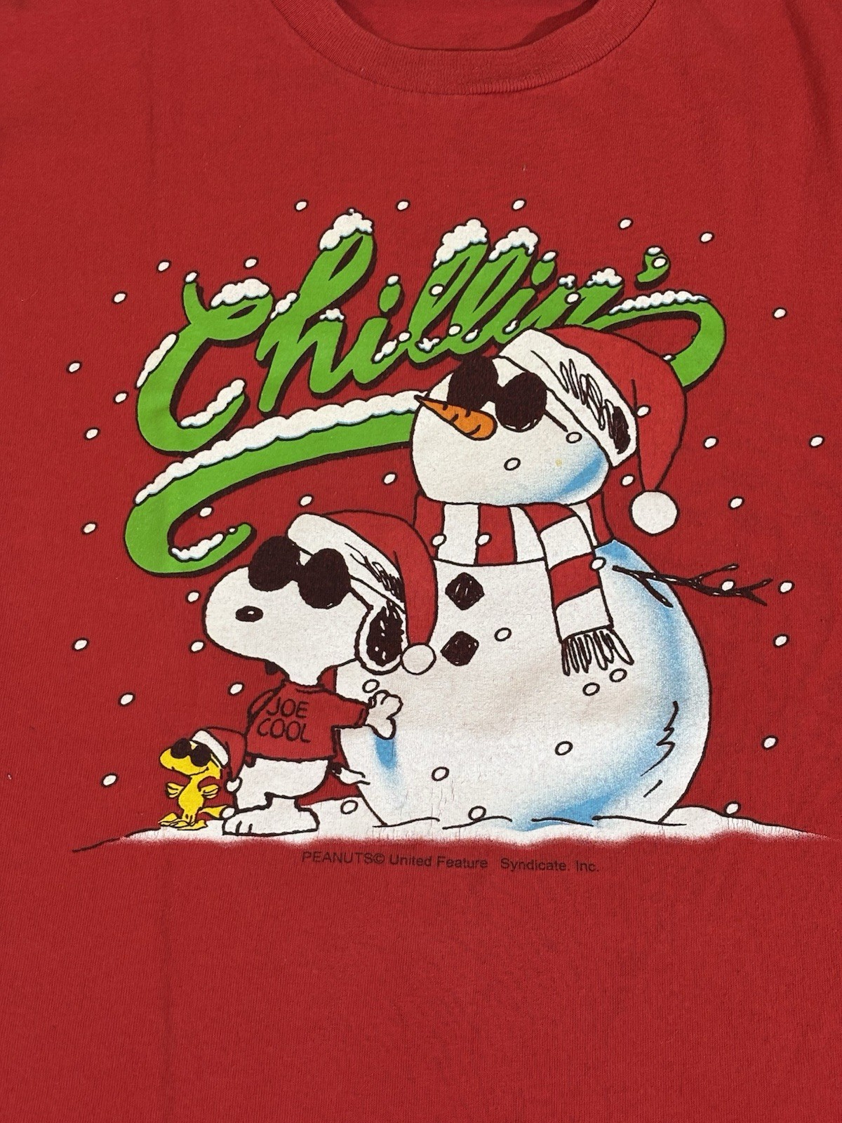 Vintage Snoopy Peanuts Chillin Joe Cool Holiday Red Shirt Size L