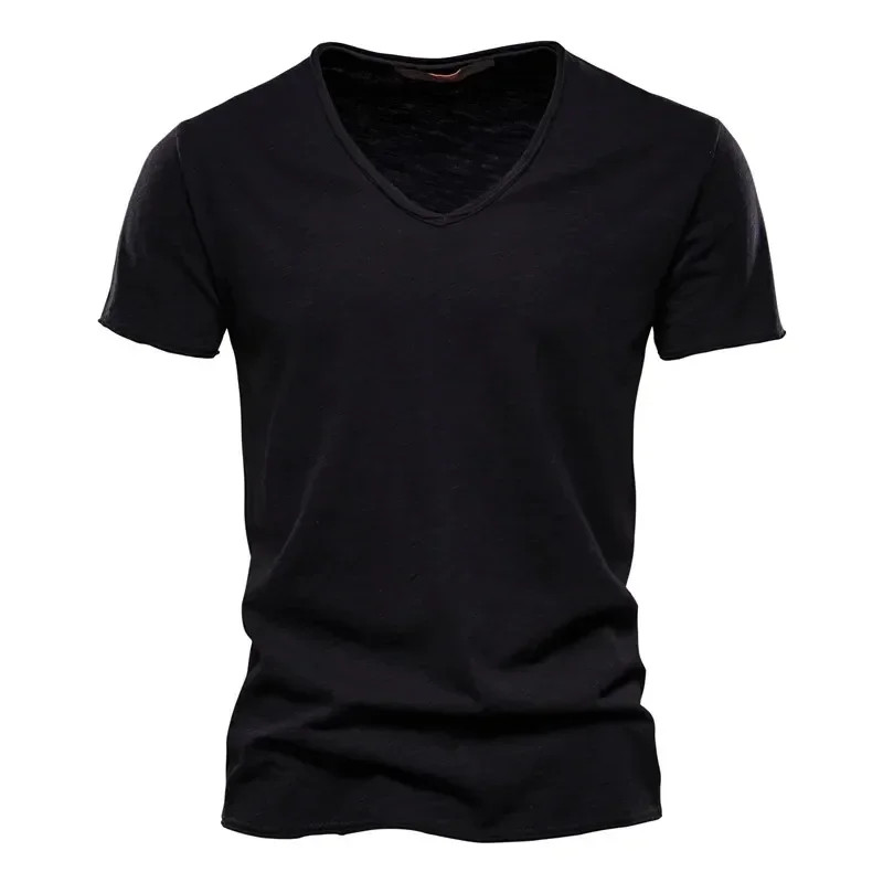 Men’s 100% Cotton V-Neck Short Sleeve T-Shirt Thin Casual Tee S-5XL
