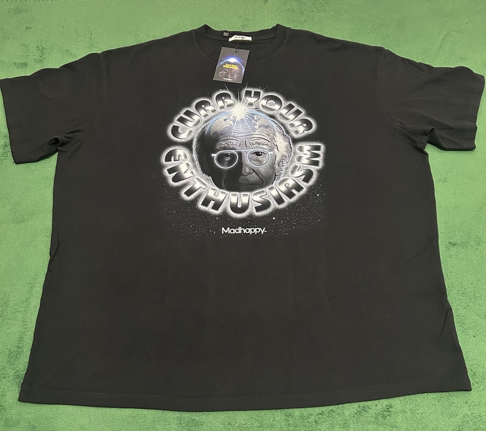 MadHappy Curb Your Enthusiasm Larry David TV Promo Black T-Shirt Mens XL NWT