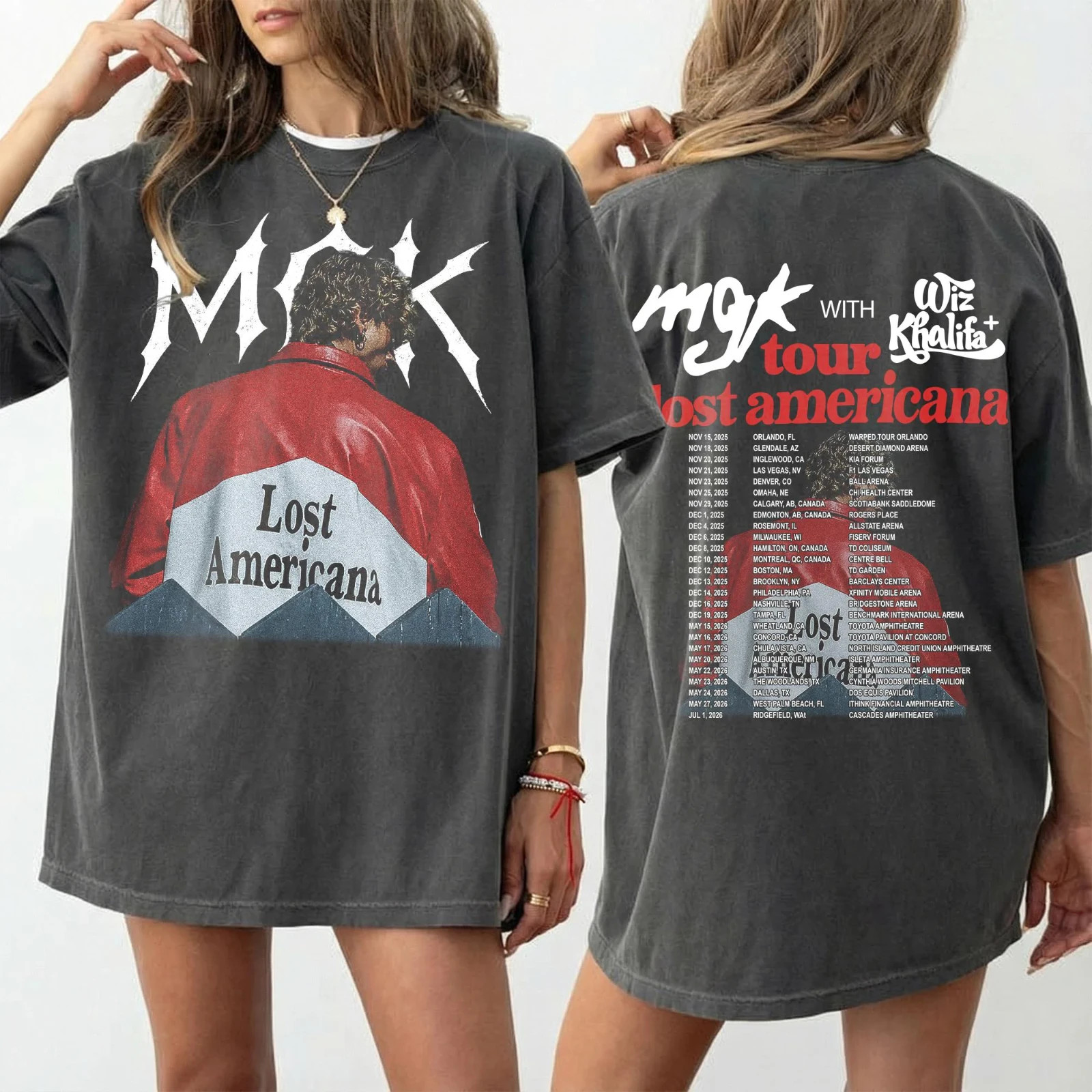 MGK Lost Americana Tour Shirt Machine Gun Kelly Wiz Khalifa Shirt L260