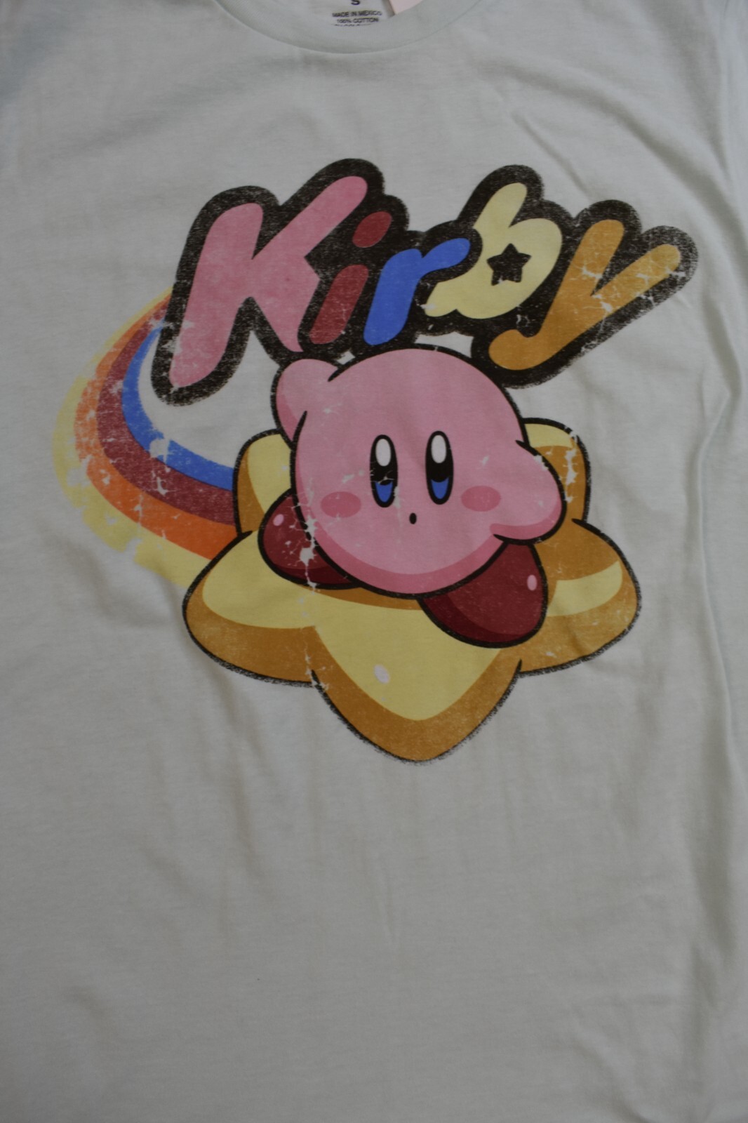 Nintendo Kirby Mens Kirby Rainbow Star Graphic Celadon Shirt NWT Small