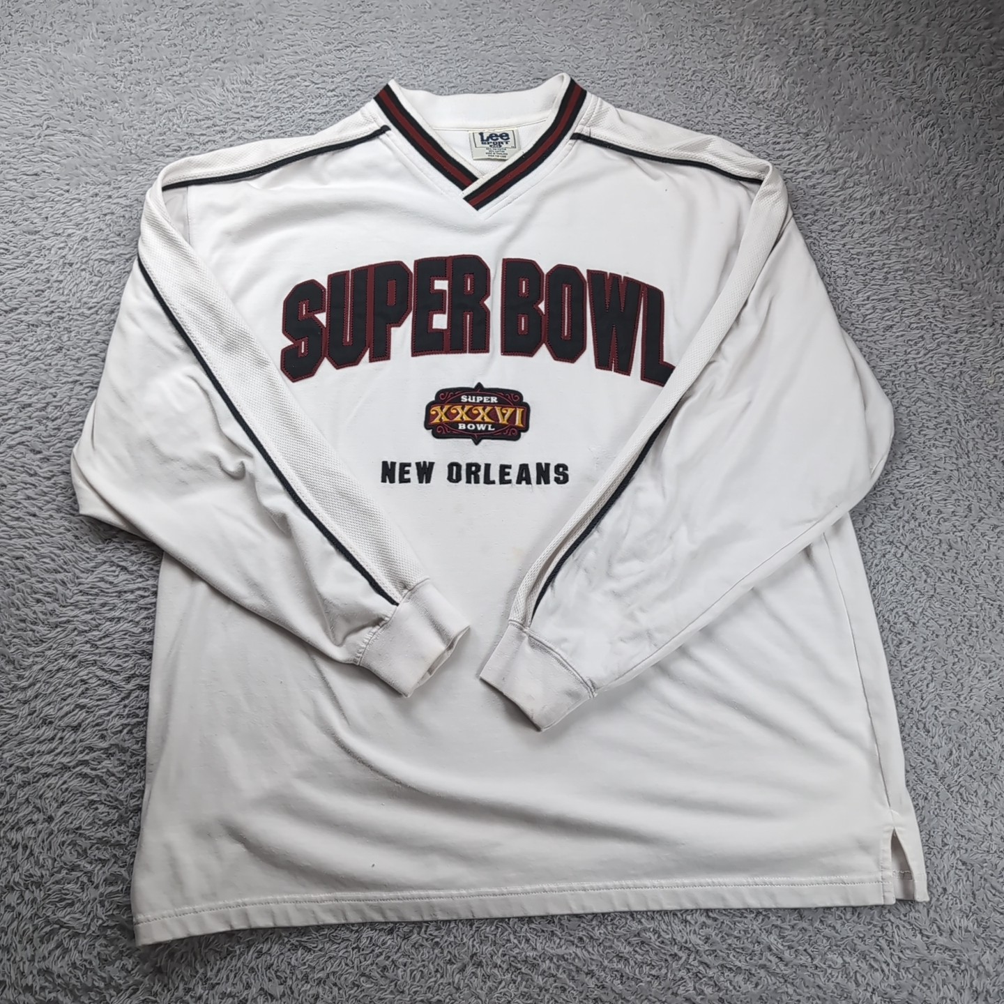 Lee Sport Vintage Men’s 2XL Tom Brady’s First Super Bowl XXXVI New Orleans*stain