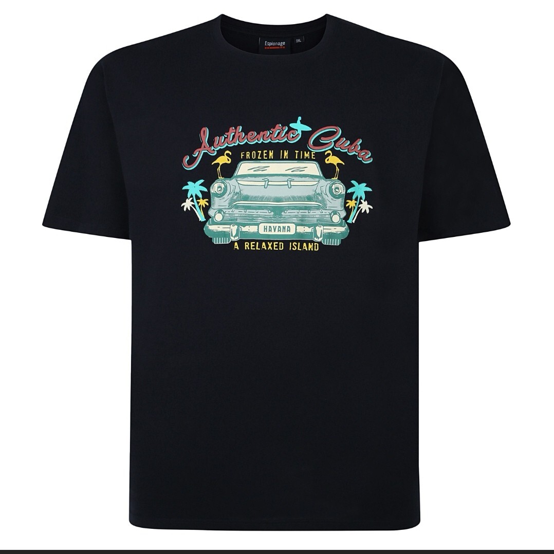 NEW IN ESPIONAGE BLACK CUBA TEE SHIRT T403 2XL3XL 4XL5XL6XL7XL8XL