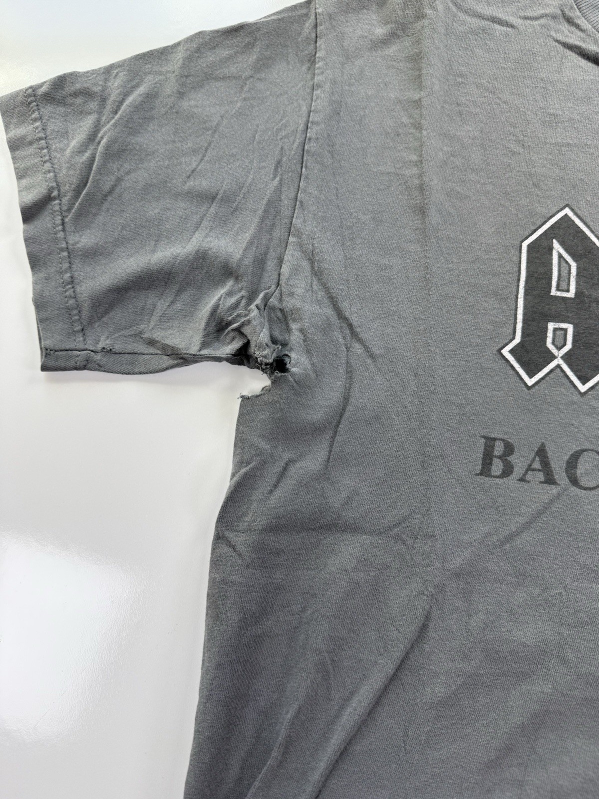 AC/DC Back In Black Band Tee Medium Faded Distressed Band Tee 2007 *HOLES VTG