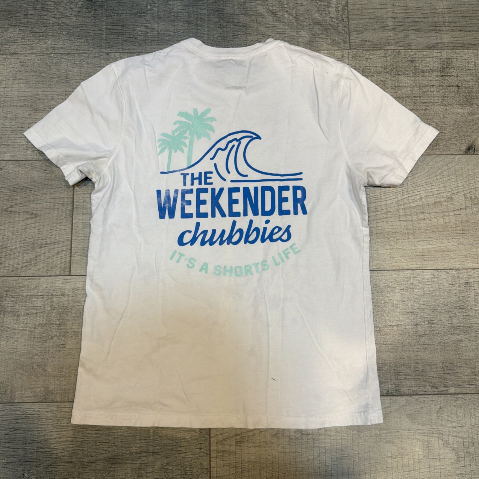 Chubbies Men’s Graphic T-Shirt The Weekender Short Sleeve Size Small White/Blue