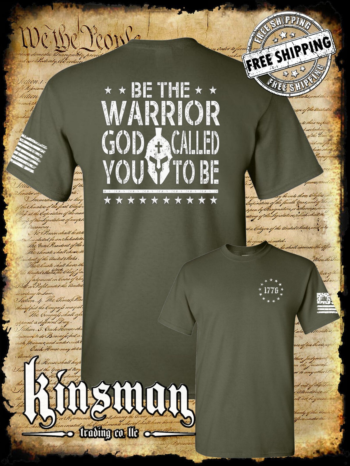 Be The Warrior God Called You To Be 2-Sided T-Shirt 2nd Amendment USA Military