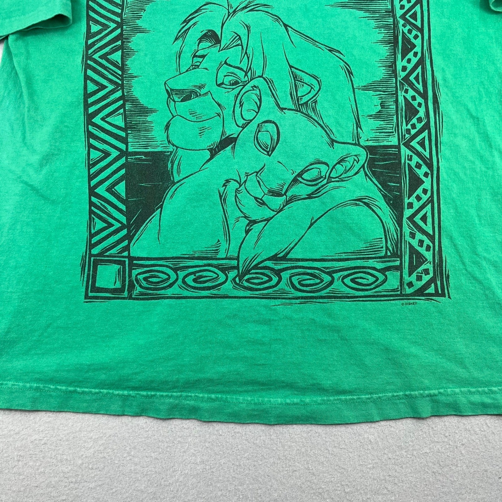 Disney Lion King Simba Nala Vintage Green Graphic T-Shirt Sun Sportswear M/L Vtg