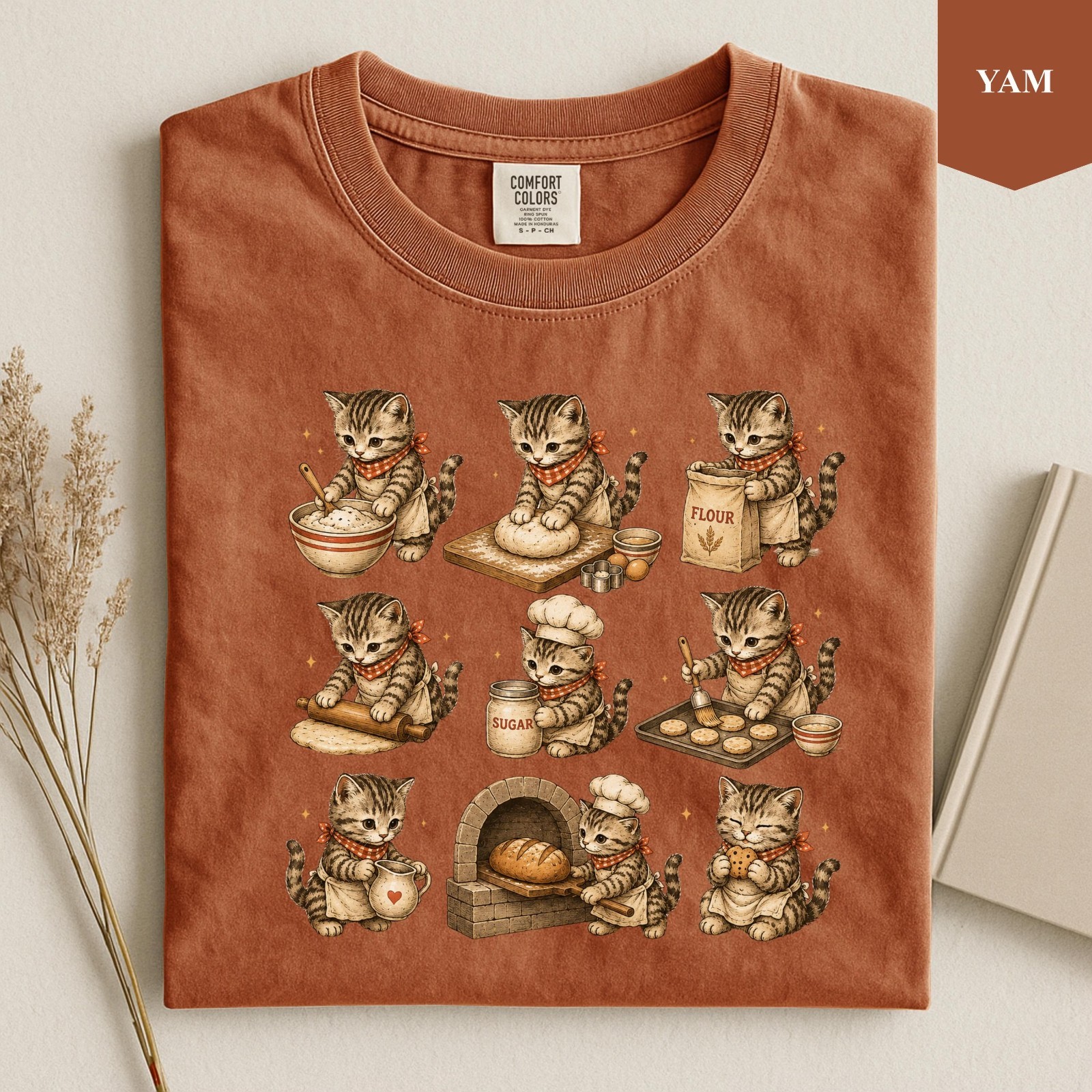 Baking Cat Shirt, Cozy Bakery Cat Tee, Sourdough Cat Lover Gift T-Shirt
