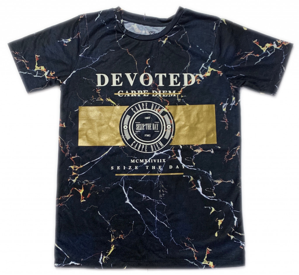 Boys Navy Marble Foil Print T-Shirt