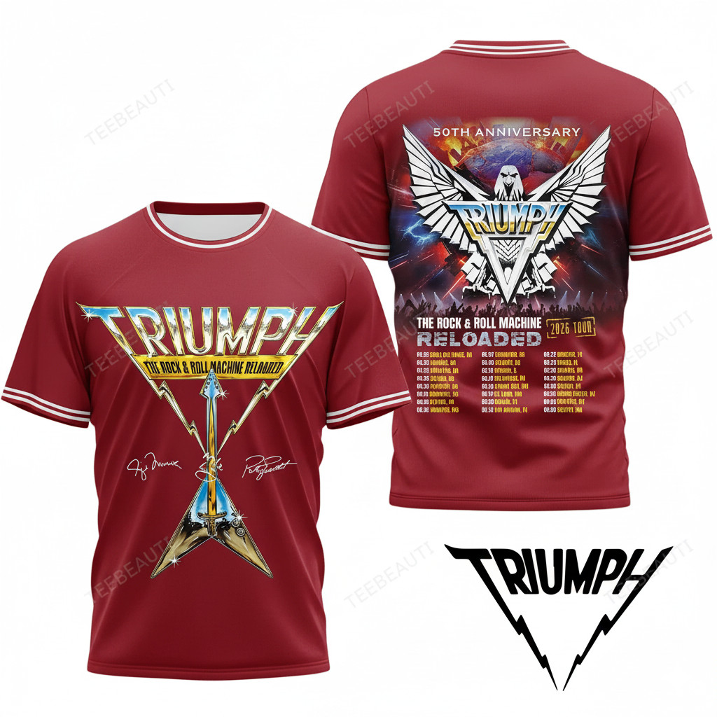 Triumph 50th Anniversary T SHIRT Tour Shirt Size S-5XL red NHF7677