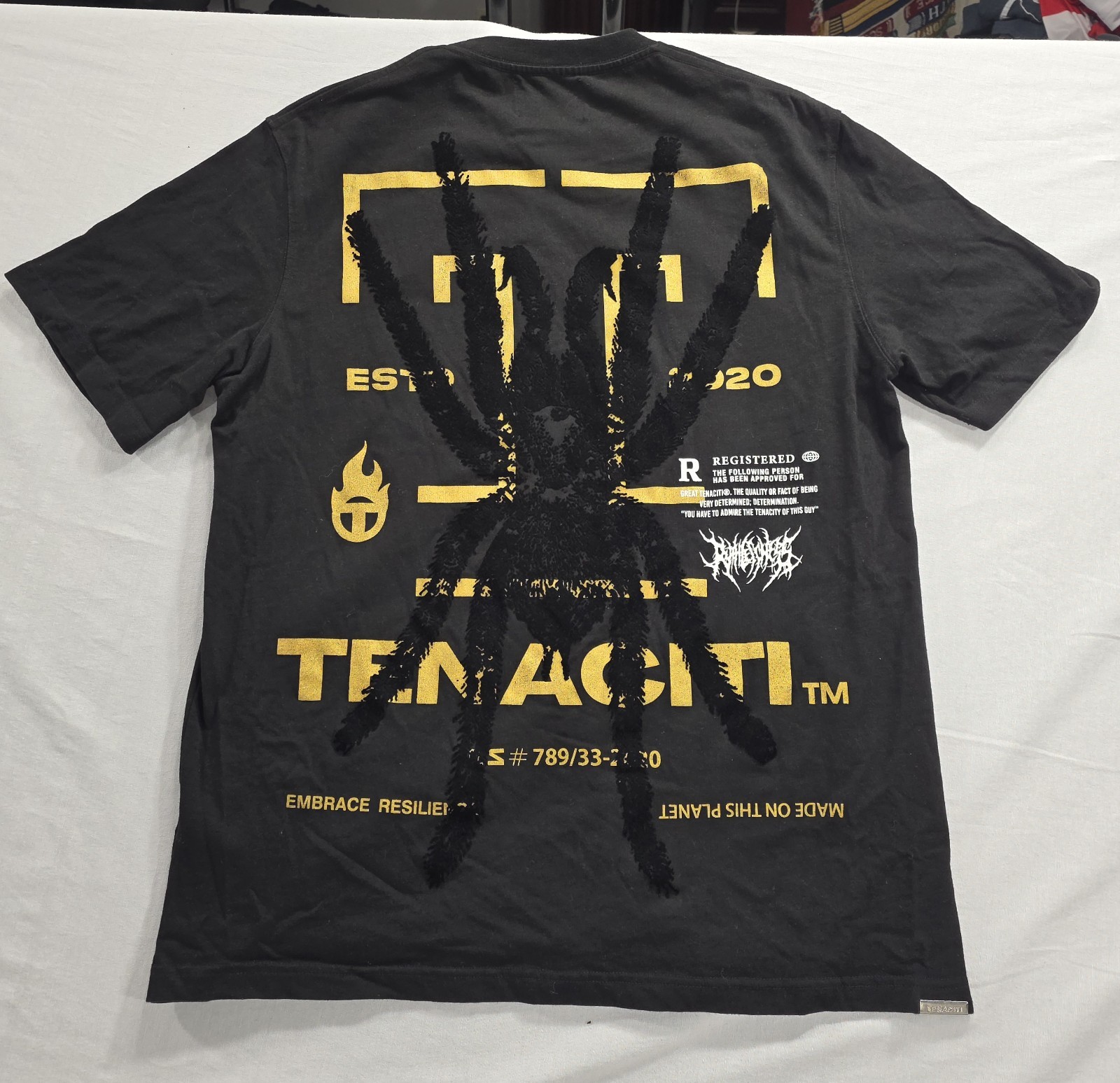 TENACITI Studios – Spider Staple 2 Tee (Nu Spider) Black & Gold Men’s Size XXL