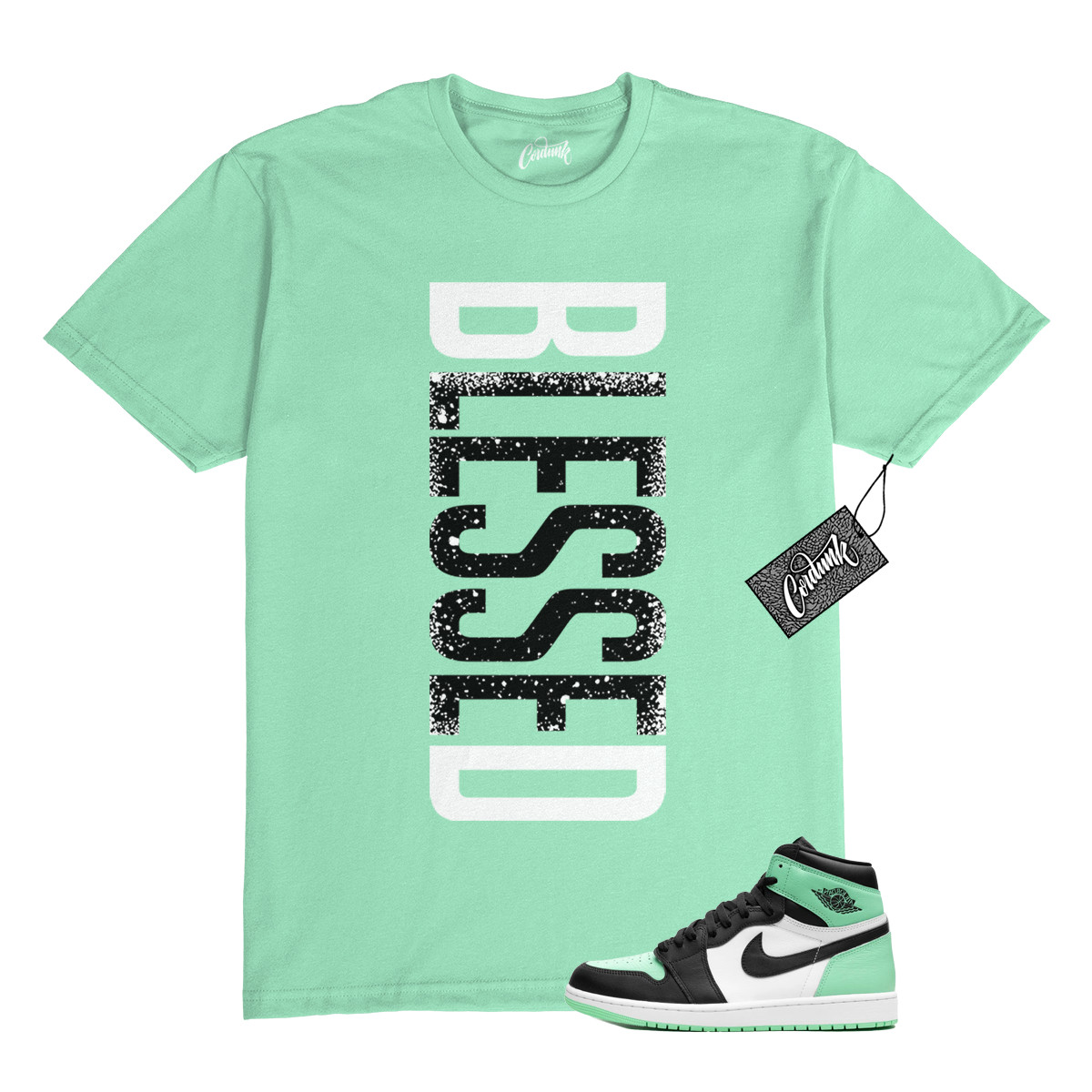 1 Green Glow Mint White Black High T Shirt Match VERTBLS