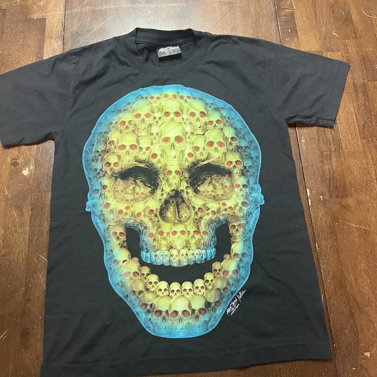 Rock Chang Goth Metal Art Double Sided Clown Skull T-shirt Sz Small