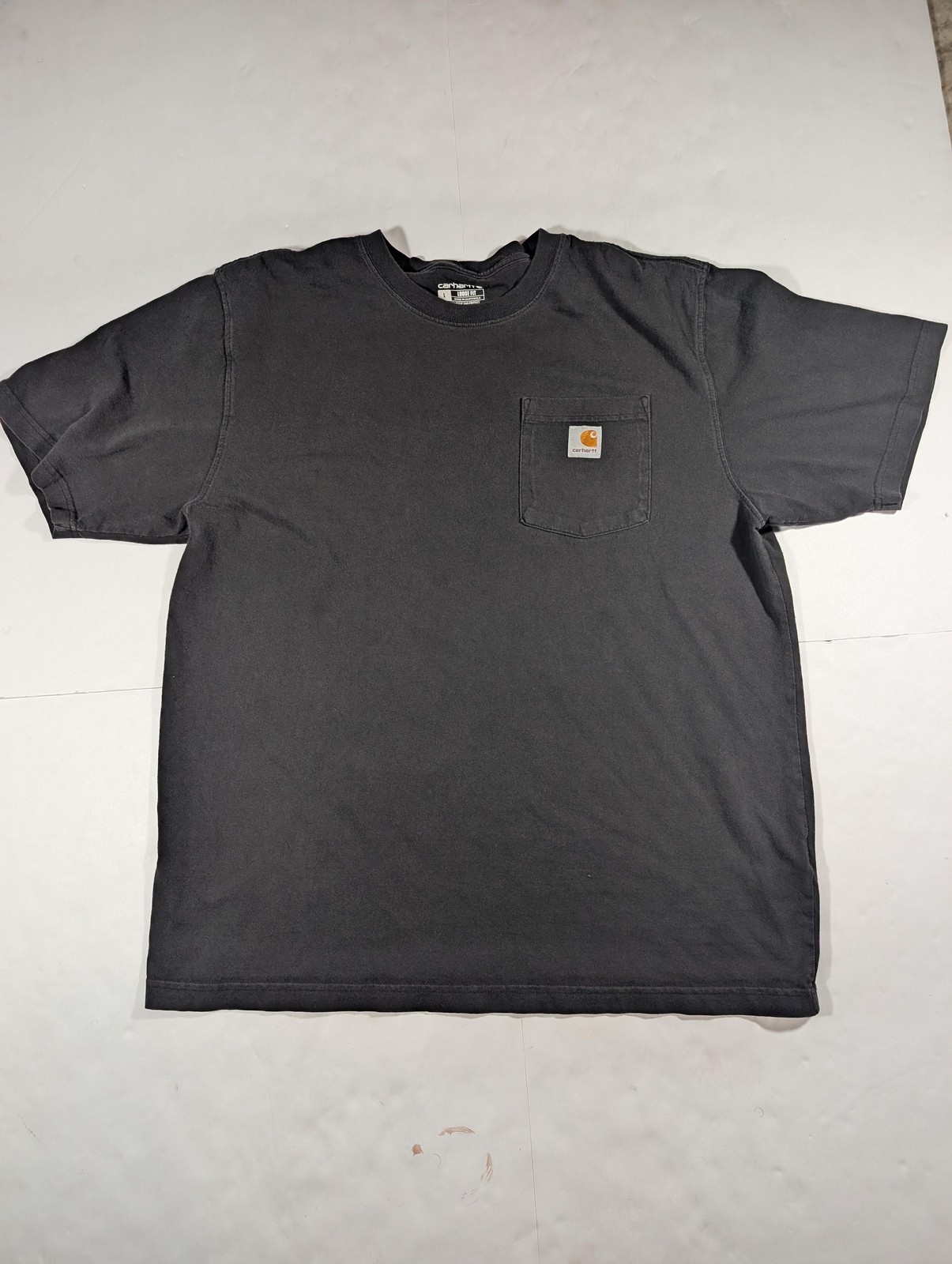 Carhartt K87 Shirt Mens Large Black Short Sleeve Pocket Loose Fit Tee Workwear